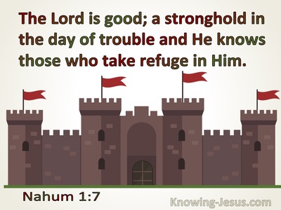 Nahum 1:7the Lord Is Good A Stronghold In The Day Of Trouble (brown)